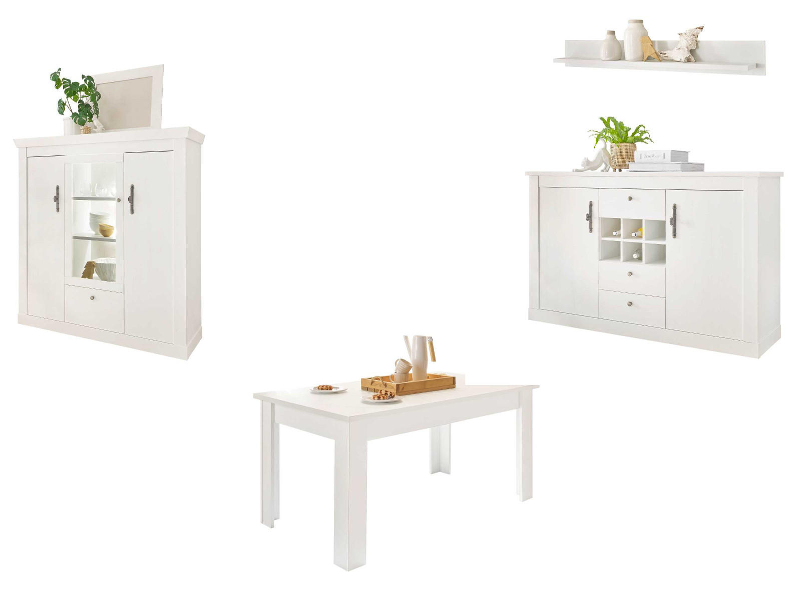 Furn.Design Esszimmer-Set Weiß 166x146x90 cm