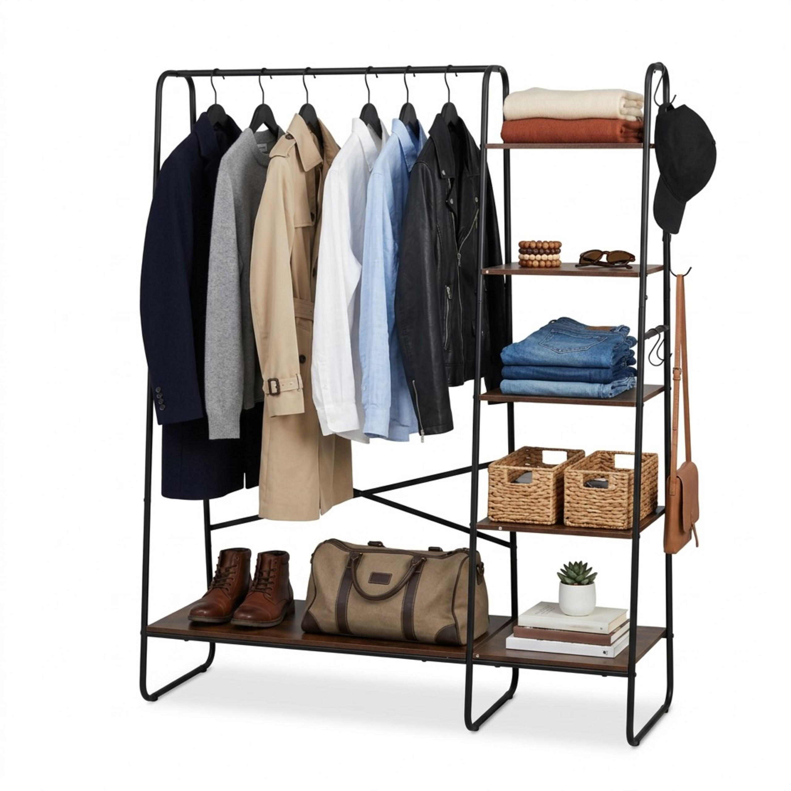 KLEIDERSTÄNDER - Multicolor, Holzwerkstoff/Metall (120/160/45cm) - Relaxdays