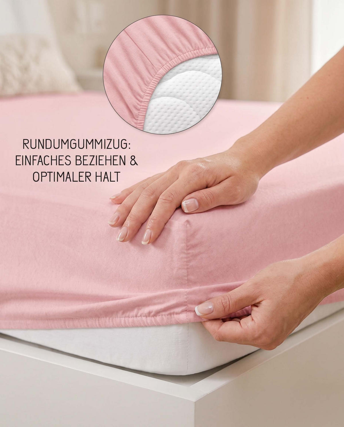 SPANNBETTTUCH Premium Biber altrosa, 180x200 cm - 200x200 cm - Altrosa, Textil (200/200cm) - biberna