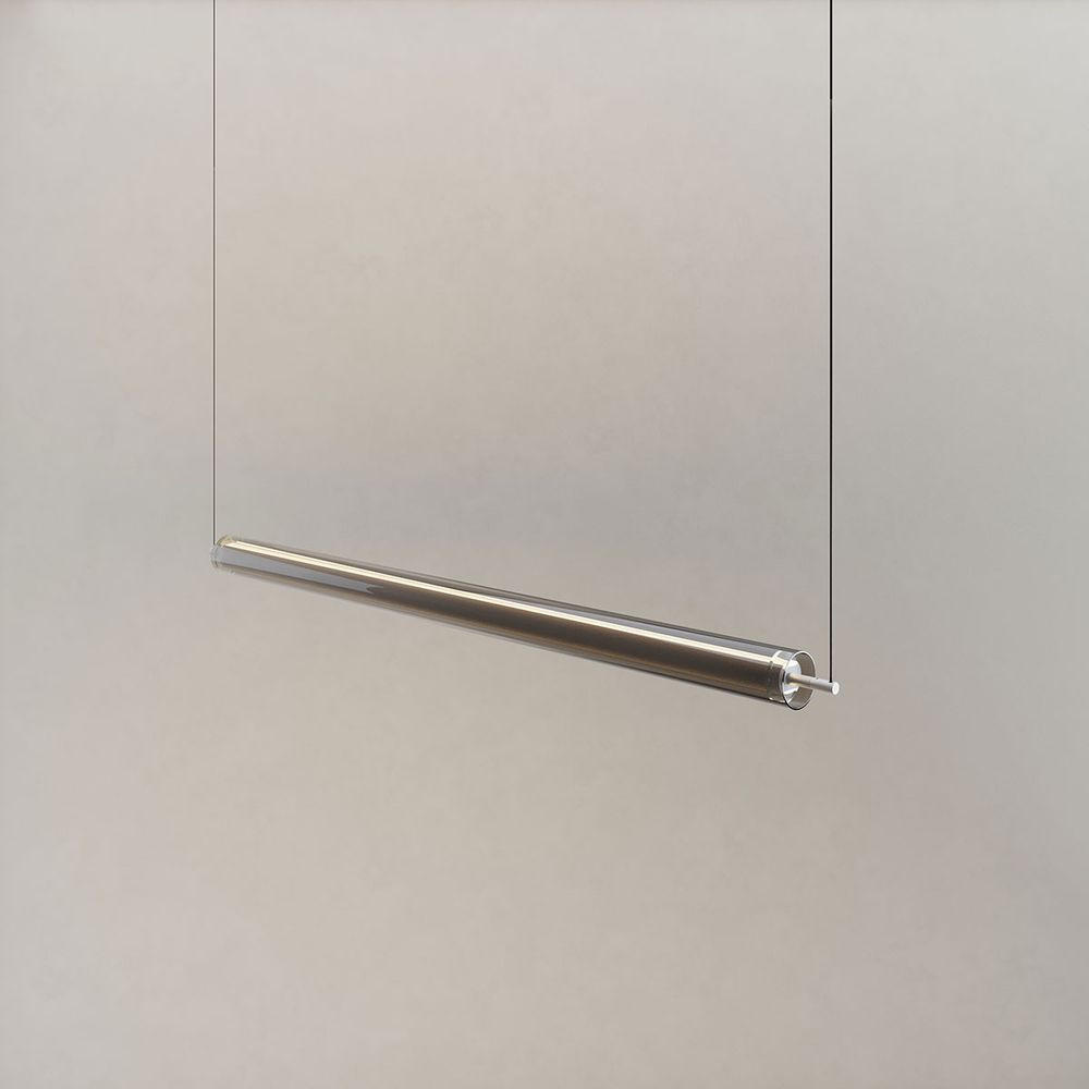 LED-HÄNGELAMPE Ranya Aluminium/Rauch 130cm - Alufarben/Grau, Glas (130/7/7cm) - s.luce