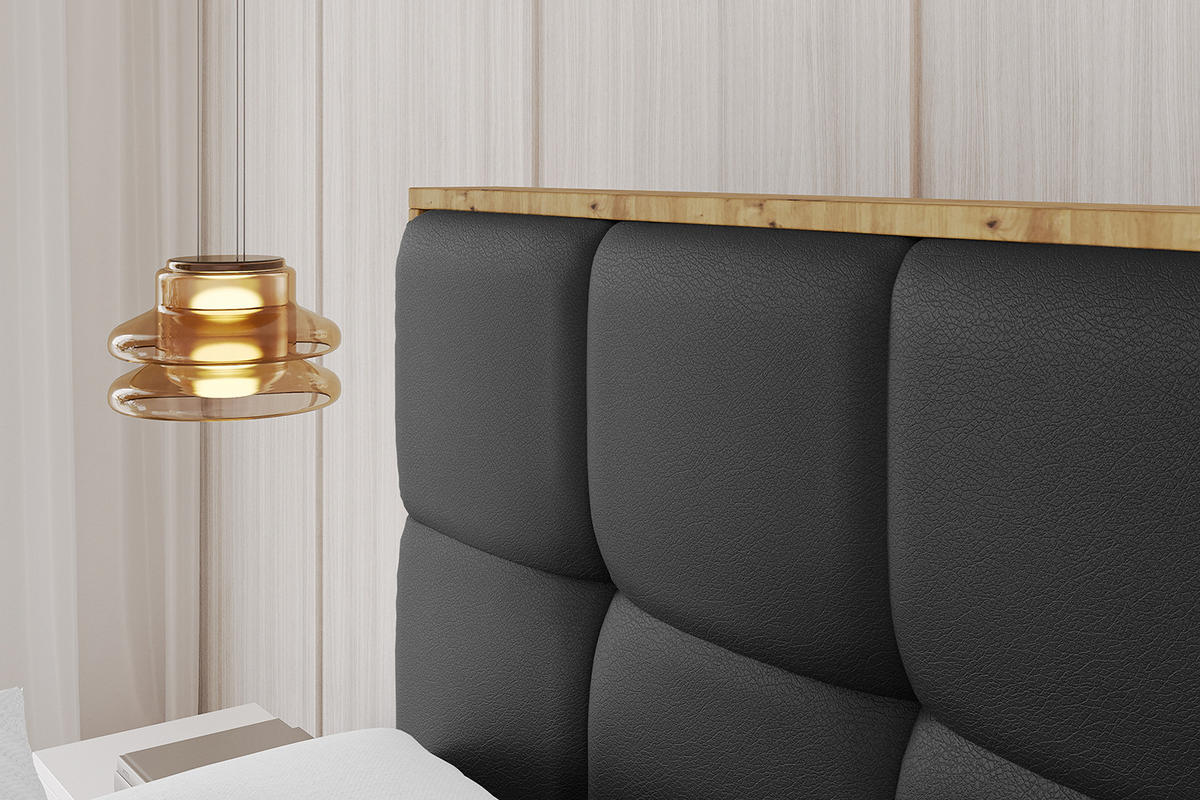 POLSTERBETT mit Bettkasten und Lattenrost, Bett mit Matratze H3/H4 - ENZO7 200x200 Schwarz Kunstleder - Schwarz Hochglanz, Holzwerkstoff/Textil (200/200cm) - ALTDECOR