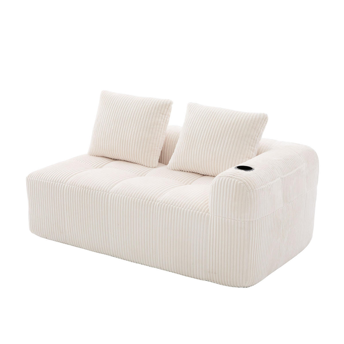 CHAISELONGUE in Cord Übergroßer Relaxsessel mit Seitentaschen - Beige, Textil (158/61/93cm) - Urban Meuble