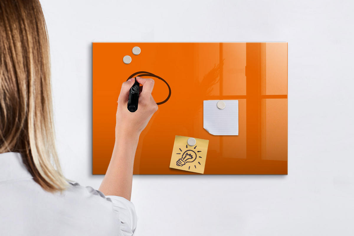 MAGNETTAFEL 60x40 Orange schwarzer Marker - Orange, Glas (60/0.4/40cm) - TULUP