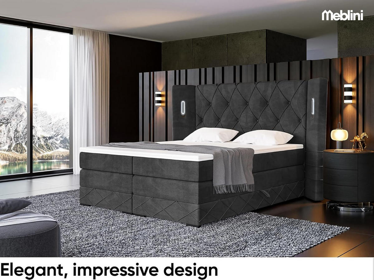 BOXSPRINGBETT Manuel - Schwarz, Holzwerkstoff/Textil (200/200cm) - Meblini