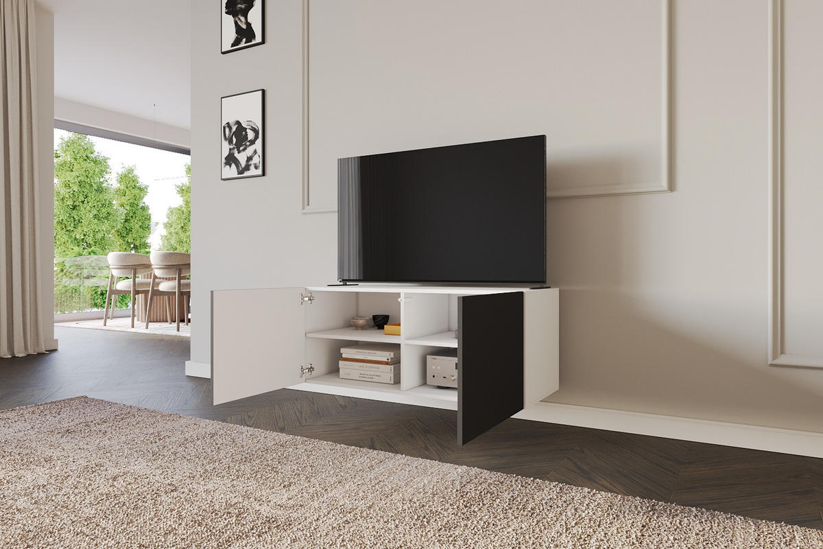 LOWBOARD ELIO-W 100x40x41 cm - Weiß / Schwarz - Weiß, Holzwerkstoff (100/40/41cm) - ALTDECOR