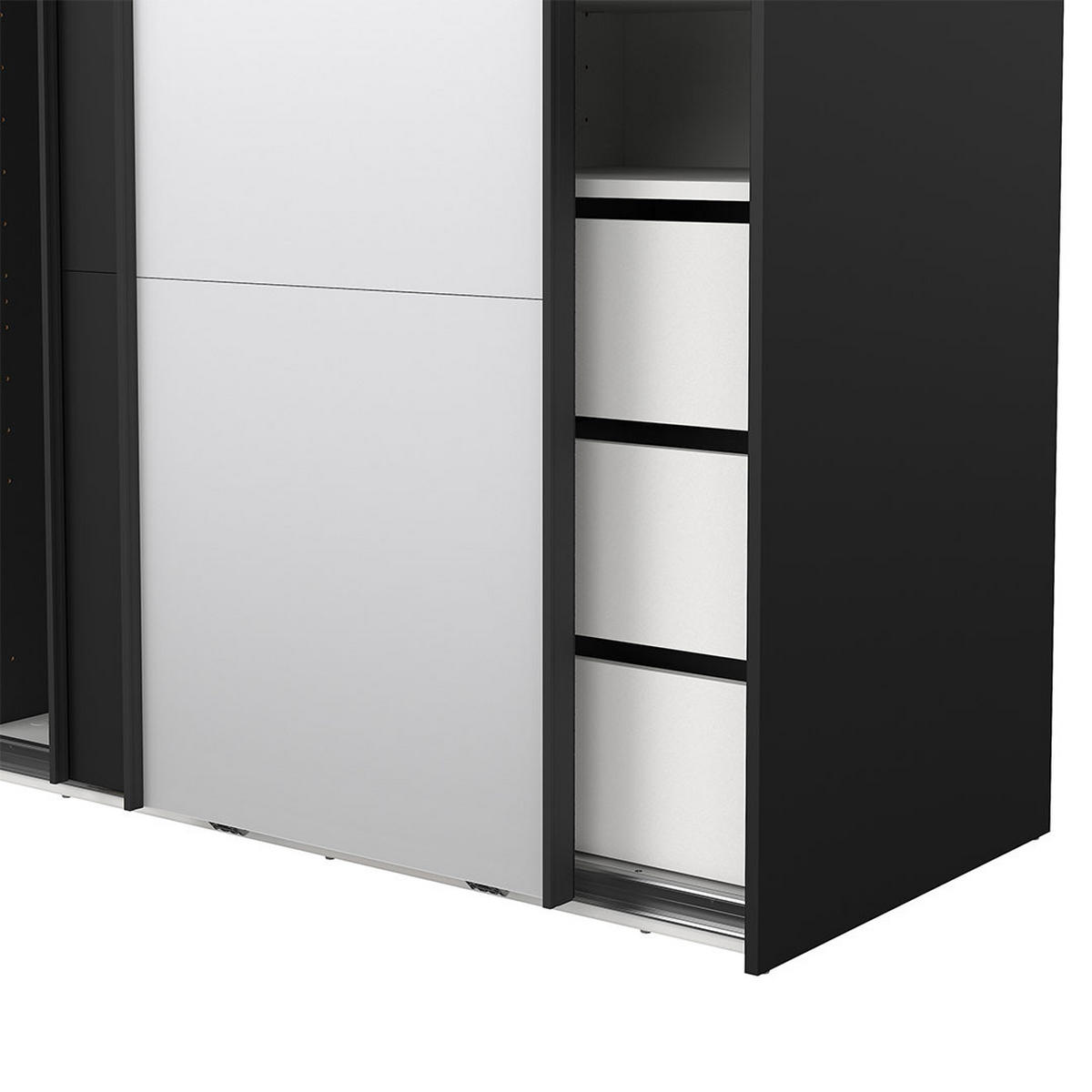 SCHIEBETÜRENSCHRANK, Catania, Schwarz, Holzwerkstoff, 119 x 67 x 201 cm - Schwarz, Holzwerkstoff (119/201/67cm) - ebuy24