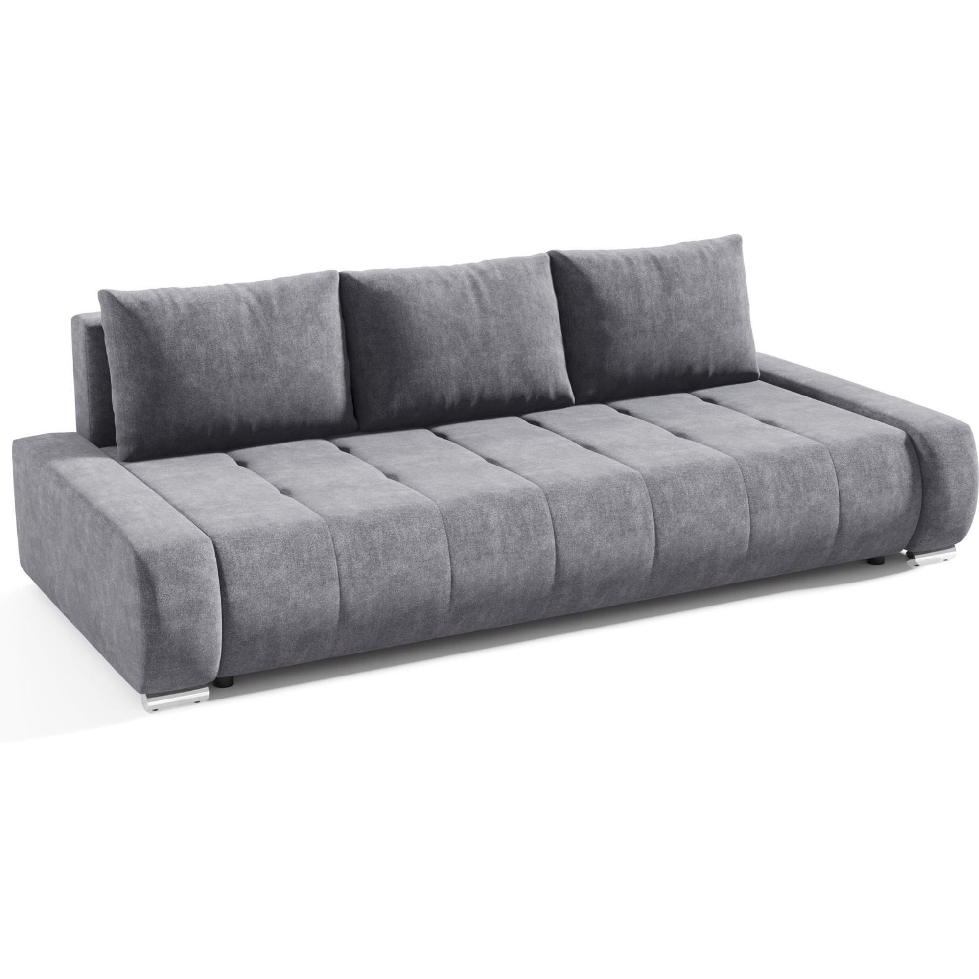 Beautysofa ROZKLÁDACÍ pohovka Draco 3místná, s úložným prostorem, šedá