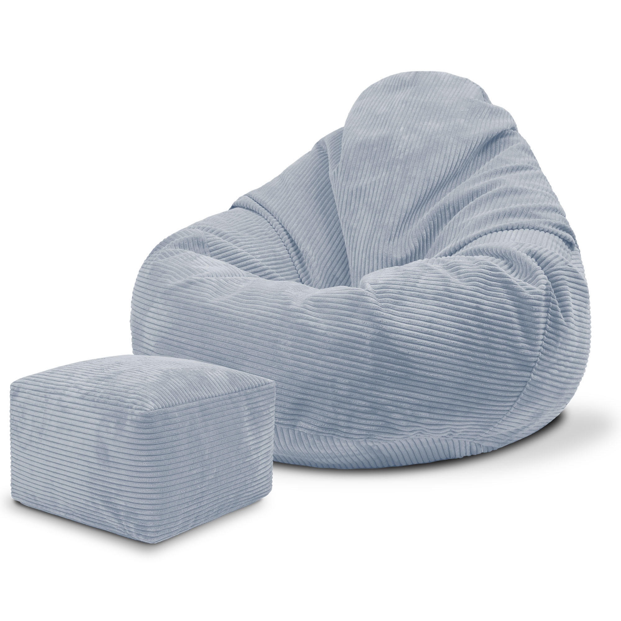 SITZSACK PARADISE MIT FUßSTÜTZE Kordsamt 2-tlg Baltic Sea S - Blau/Hellblau, Textil (70/70/70cm) - Dreamroots