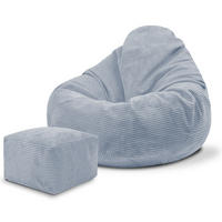 SITZSACK PARADISE MIT FUßSTÜTZE Kordsamt 2-tlg Baltic Sea S - Blau/Hellblau, Textil (70/70/70cm) - Dreamroots