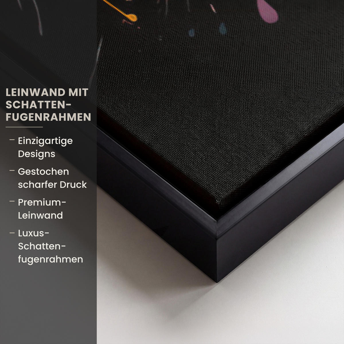 LEINWAND Bilder mit Rahmen - Elefant - Graffiti - Schwarz - Tiere - Farben - 60x90 - Schwarz, Textil (60/90cm) - MuchoWow