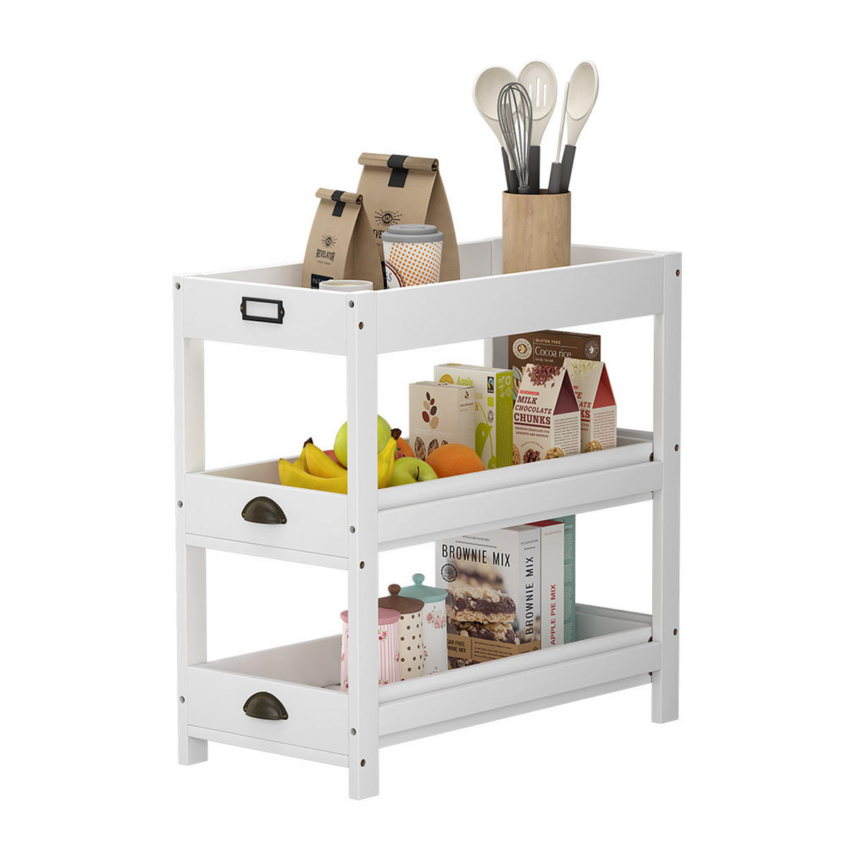 AUFBEWAHRUNGSREGAL Legum Weiß 33 x 66 cm mit 3 Ablagen - Weiß, Holzwerkstoff (33/66/66cm) - Vicco