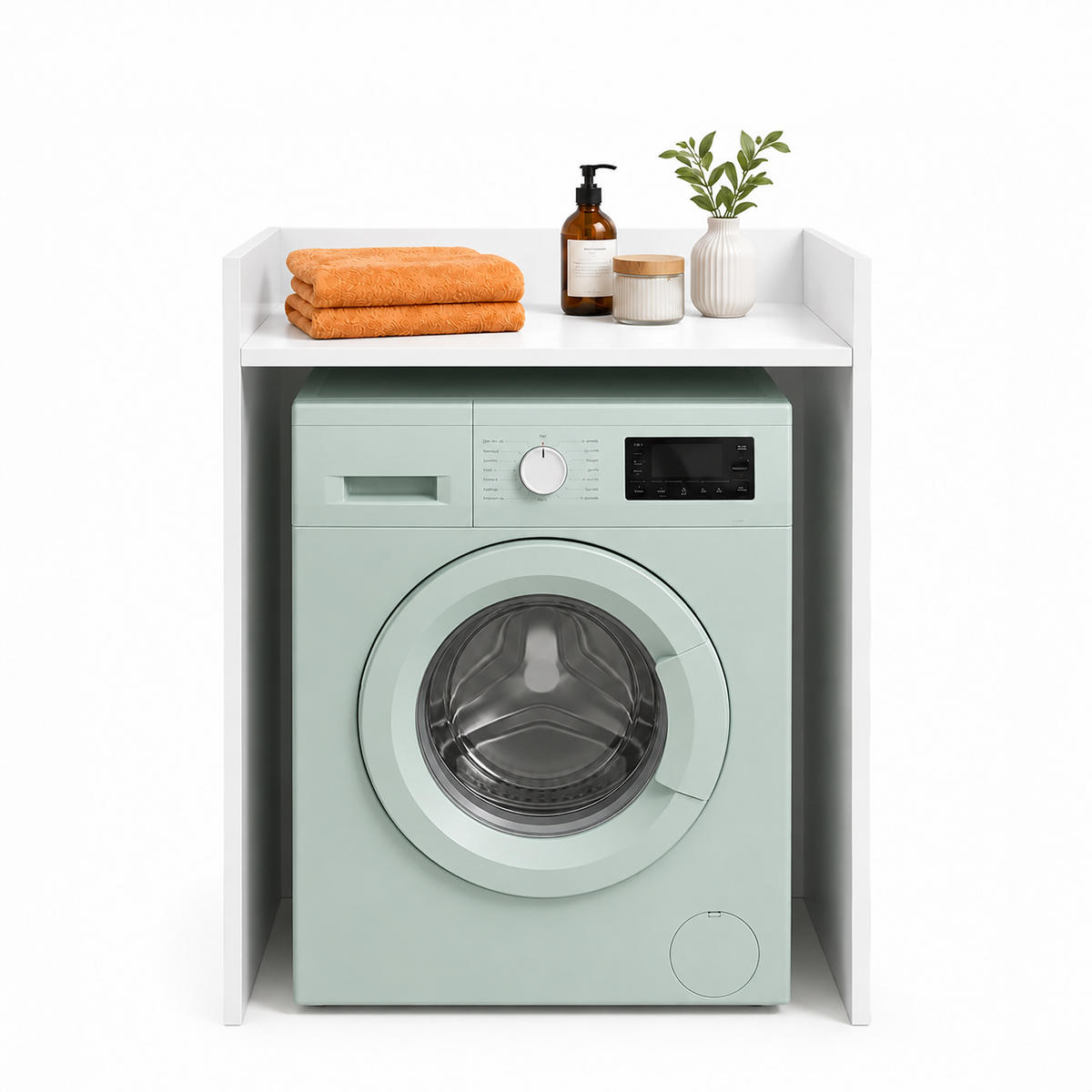 SKÅP ÖVER TVÄTTMASKIN Vit 97x66x61 cm - Vit, Träbaserade material (66/97/61cm) - Relaxdays