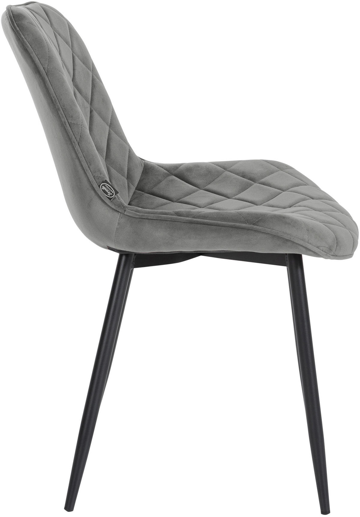 STUHL 4er Set Samt grau - Schwarz/Grau, Textil/Metall (53/82/60cm) - CLP