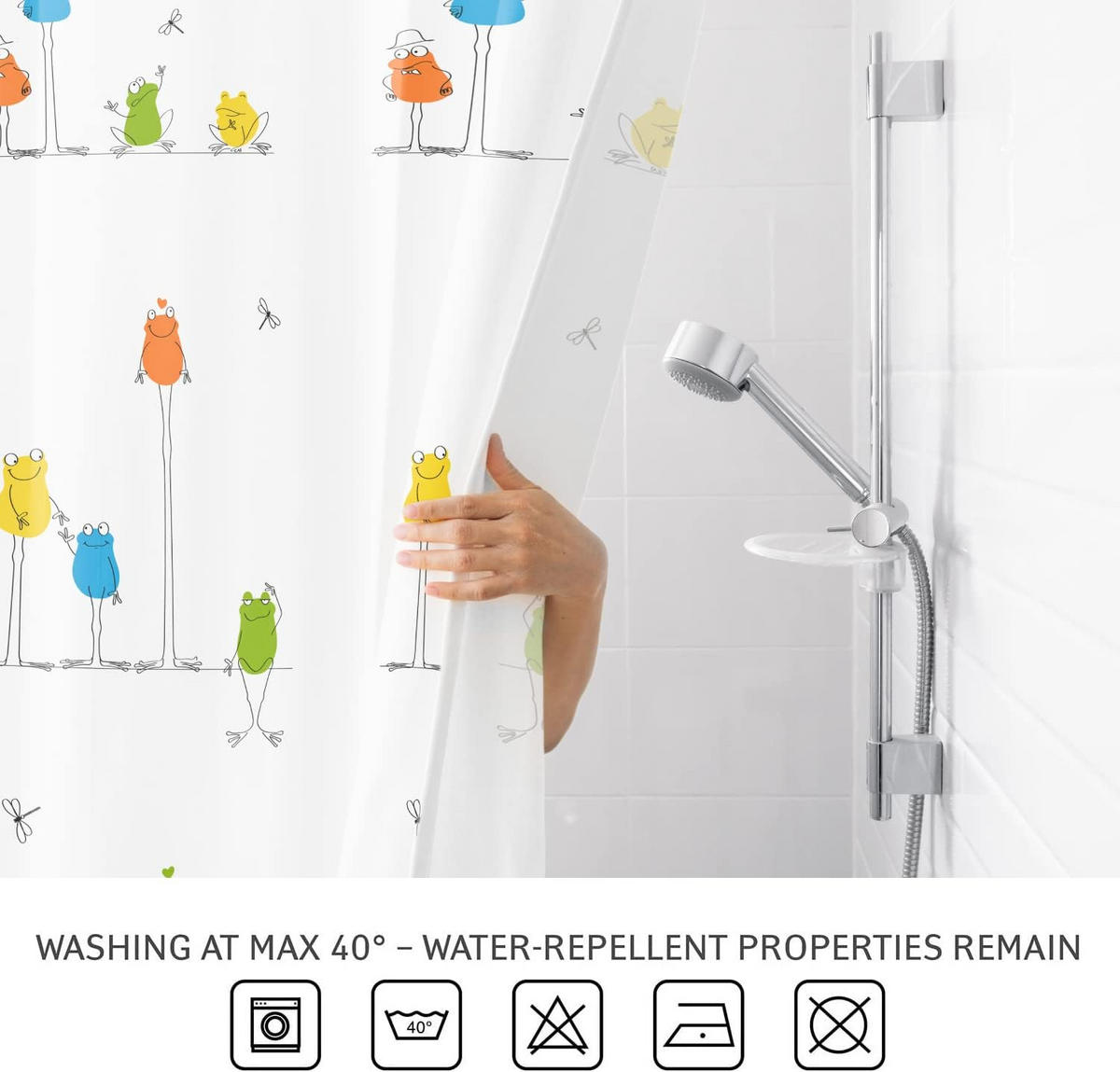 DUSCHVORHANG lustig 180 x 180 cm Polyester wasserdicht schimmelresistent waschbar mit Ringen Badewanne - Multicolor, Textil (22/2cm) - MCBOSON