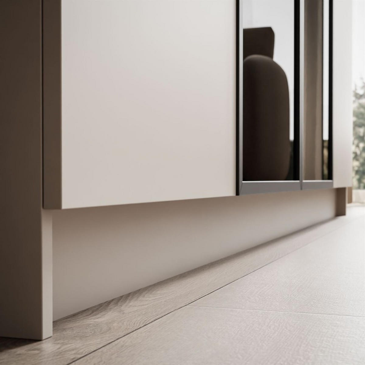KLEIDERSCHRANK ATRIUM mit Glasfront - Kaschmir, Holzwerkstoff (200/210/57cm) - Lookway
