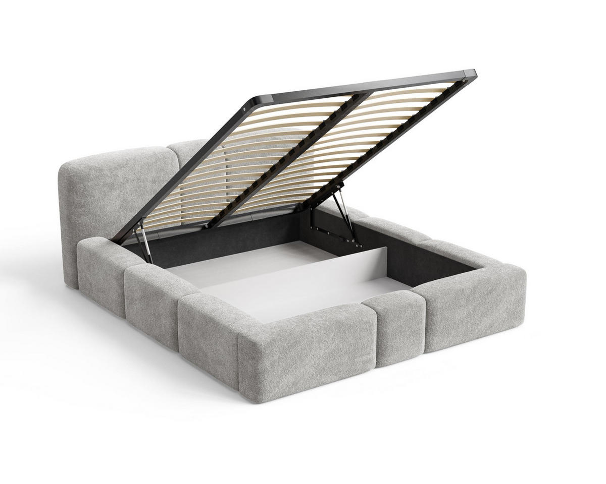 POLSTERBETT Monte160x200 cm- Bettkasten und Stauraum - Doppelbett mit Stabilem Metallrahmen - Monte-Stoff- Grau - Grau, Holzwerkstoff (160/200cm) - Chilly