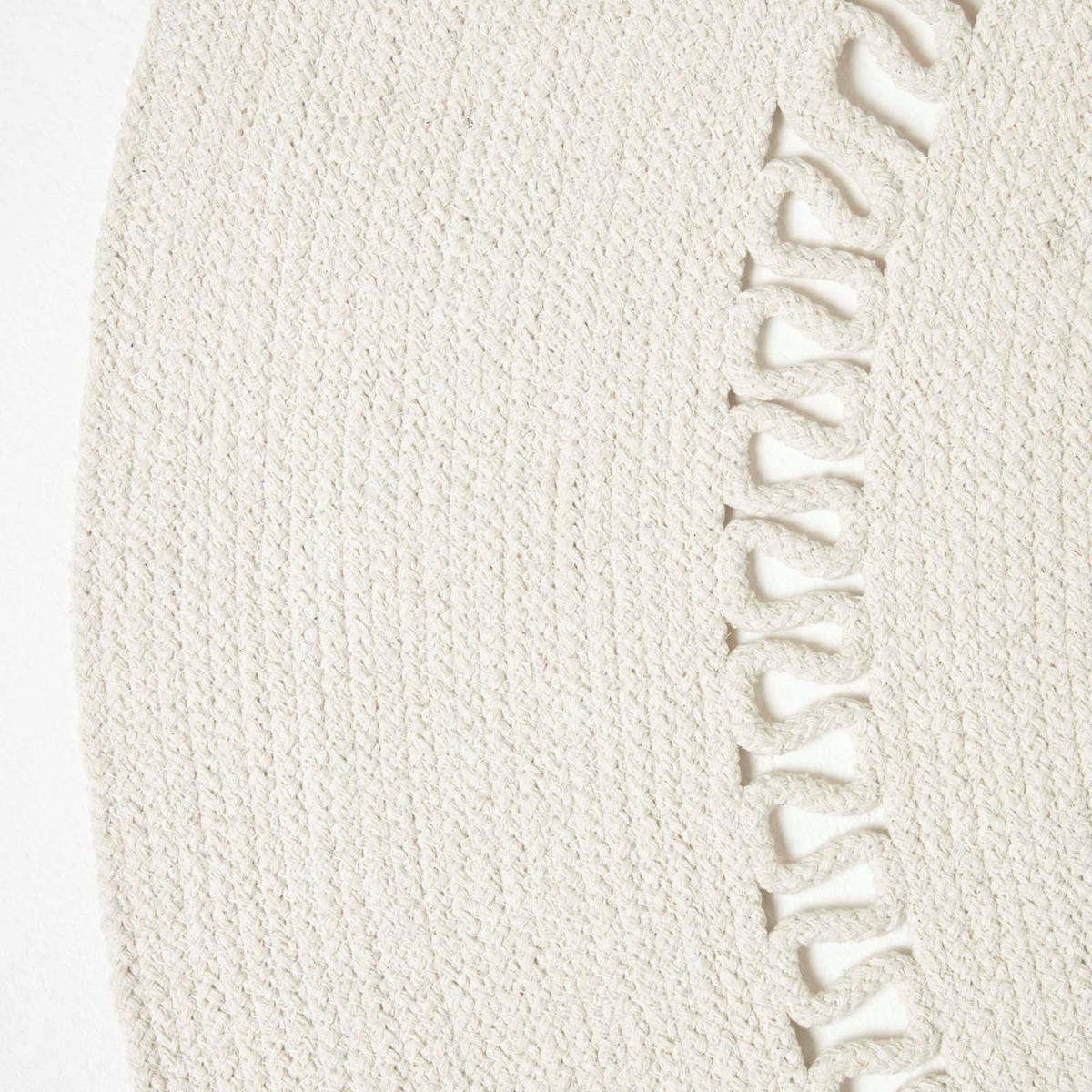 TEPPICH geflochten rund mit Häkel-Muster 120 cm - Creme, Textil (120/120cm) - Homescapes
