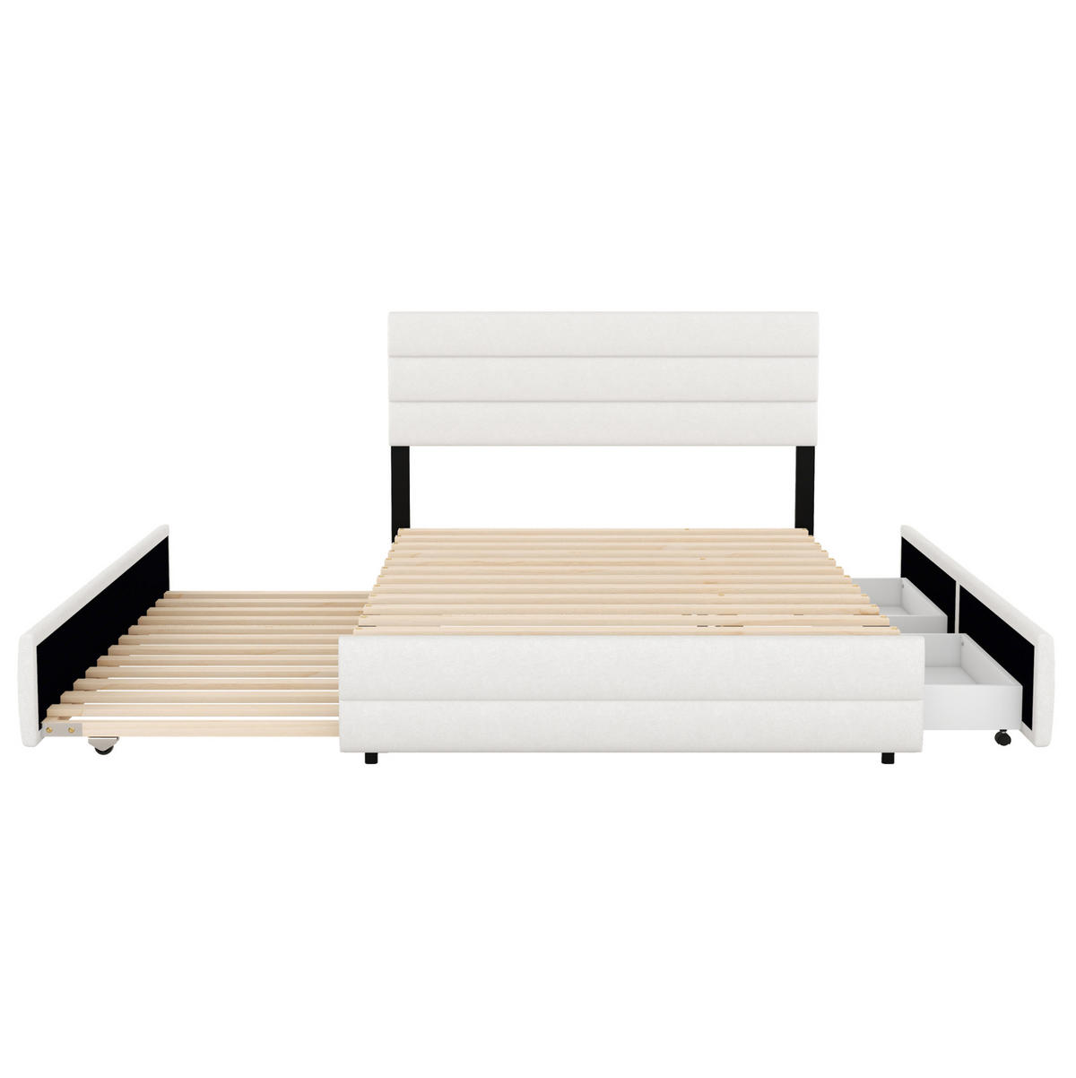 POLSTERBETT 140/200 cm in Beige mit 2 Schubladen und ausziehbarem Gästebett - Beige, Textil (140/200cm) - BEAOK