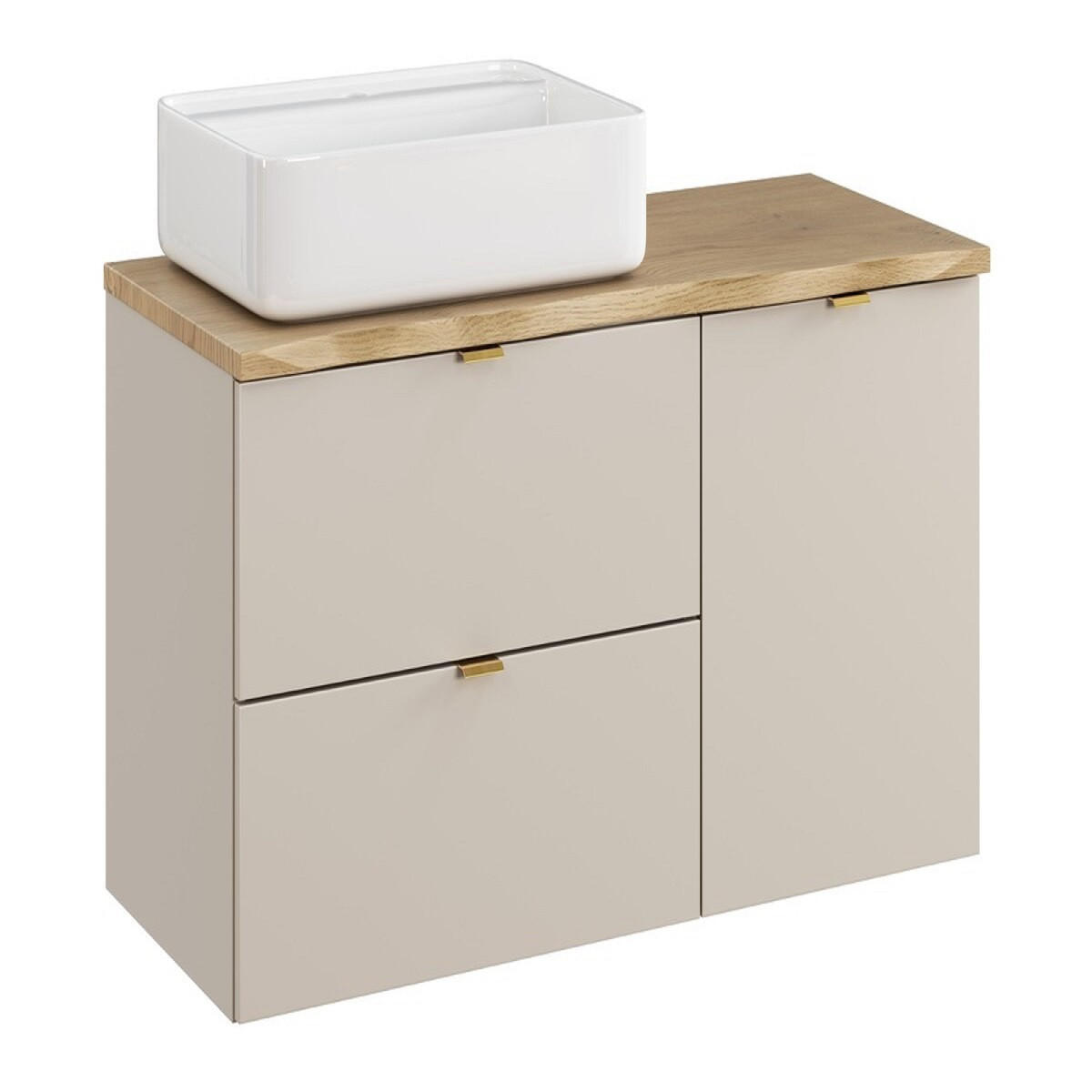 WASCHTISCHKOMBI 100 cm 4Teile - Dalia Cashmere D BM351 in Kaschmir/Matt - Kaschmir, Holz (100/50/46cm)