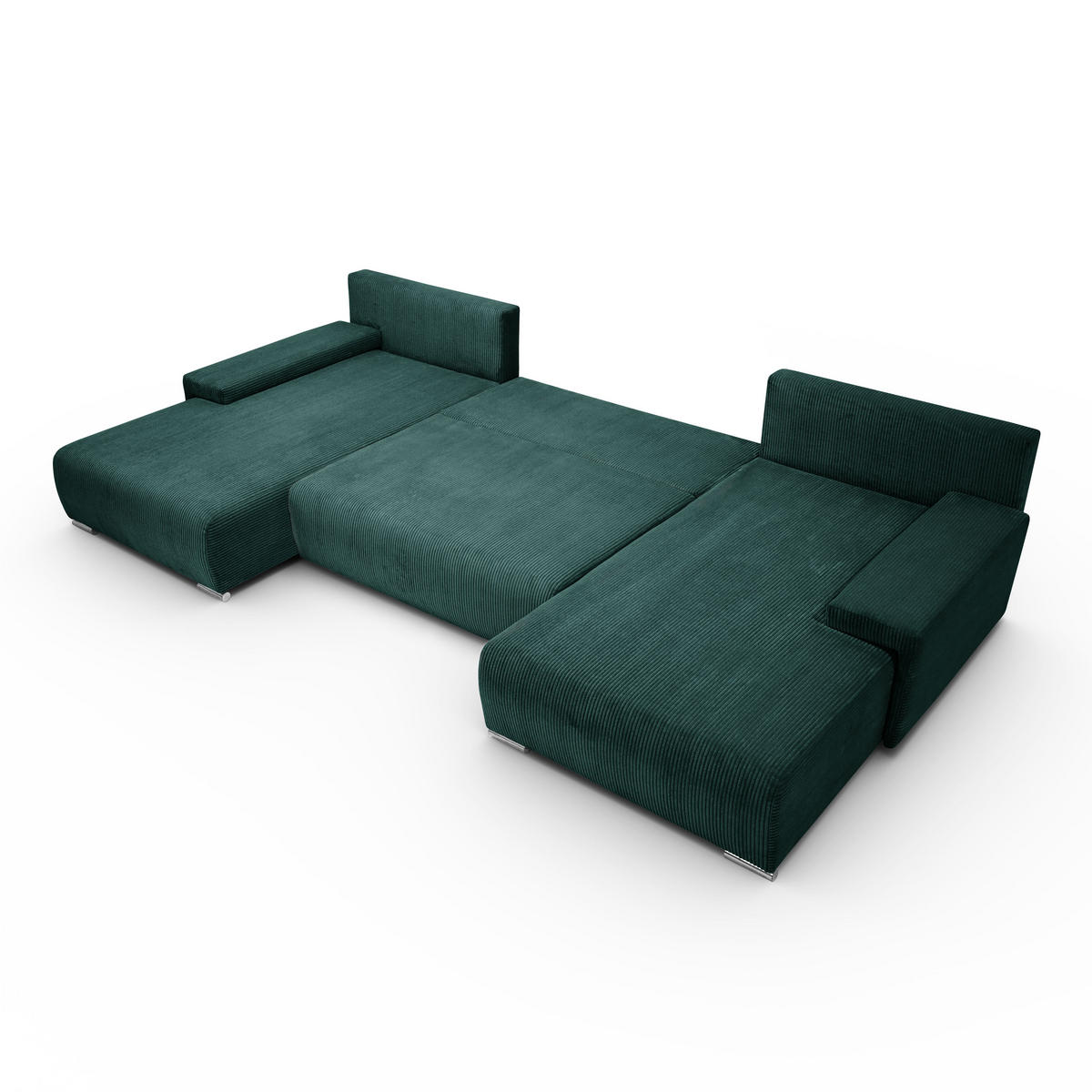 ECKSOFA U-Form Livorno Schlaffunktion Cord-Stoff Grün - Grün, Holz/Kunststoff (348/93/188cm) - Kaiser Möbel