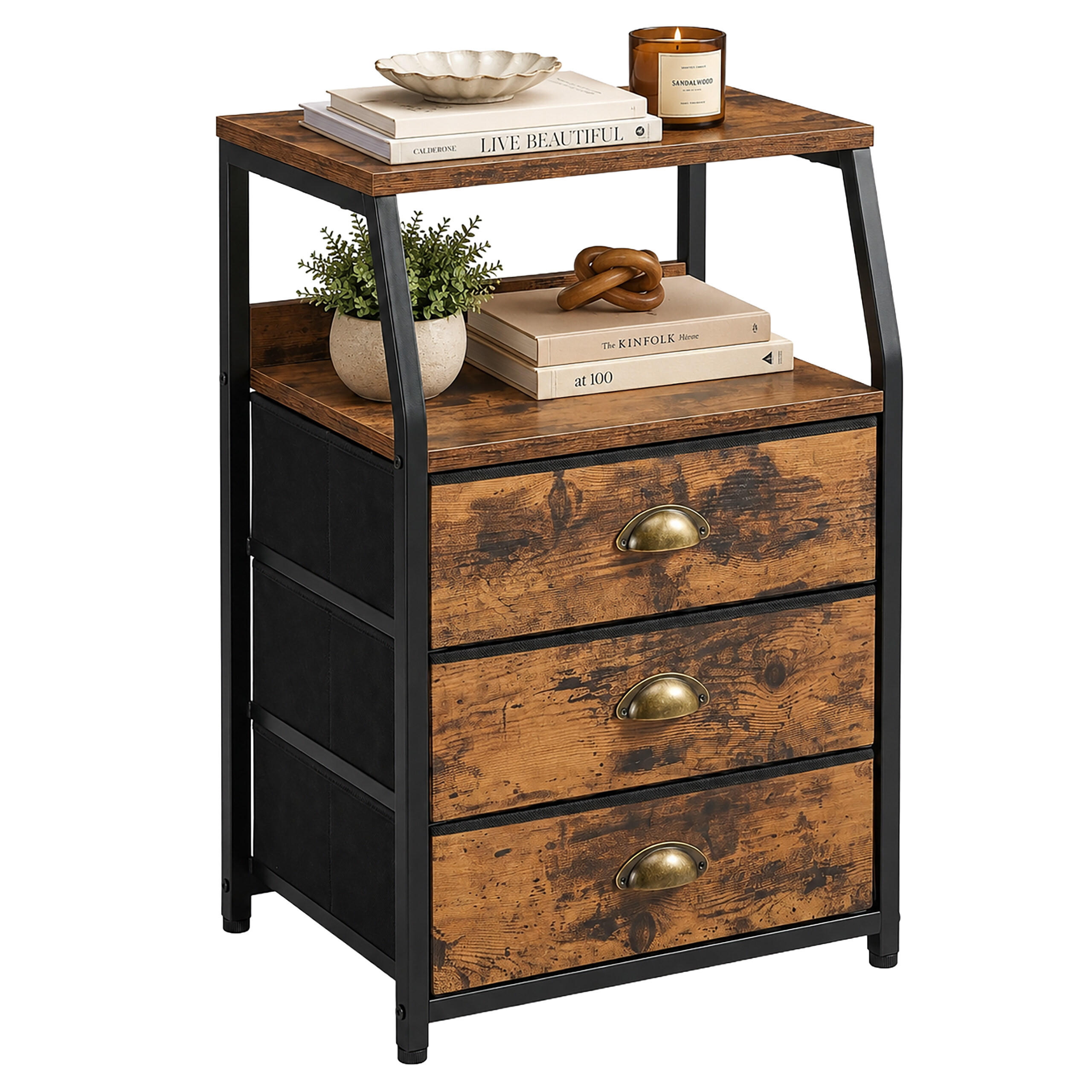 BYRÅ vintagebrun 3 lådor MDF 72/40/29 cm