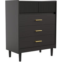 SCHUBLADENKOMMODE mit Füßen in 74/90/40cm-DG2 - Schwarz, Holzwerkstoff/Metall (74/90/40cm) - HOMAVO