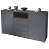 SIDEBOARD Skadu Bordeaux Hochglanz - Bordeaux, Holzwerkstoff (138.5/75.5/35cm) - Vladon