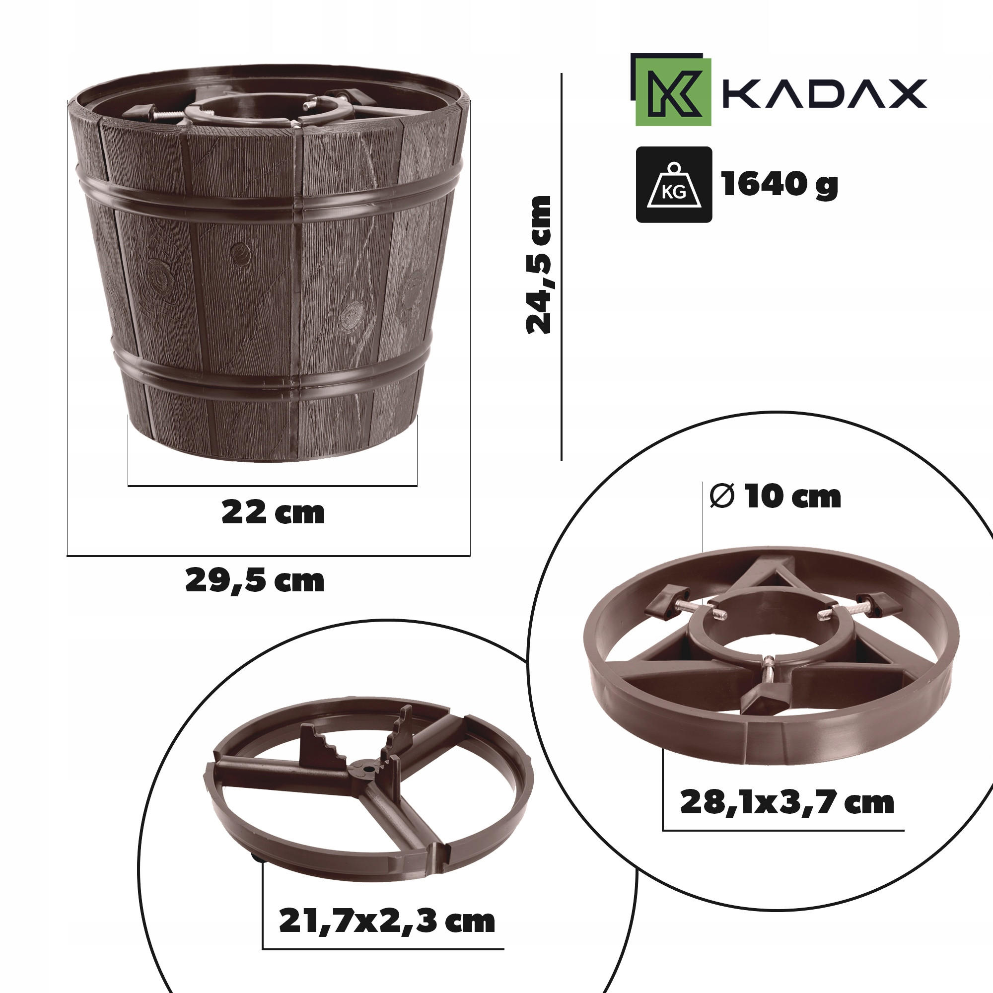 KADAX Weihnachtsbaumständer für einen echten Weihnachtsbaum, Topfbaum 2,4 m - Grün, Kunststoff (24.5cm) - KADAX