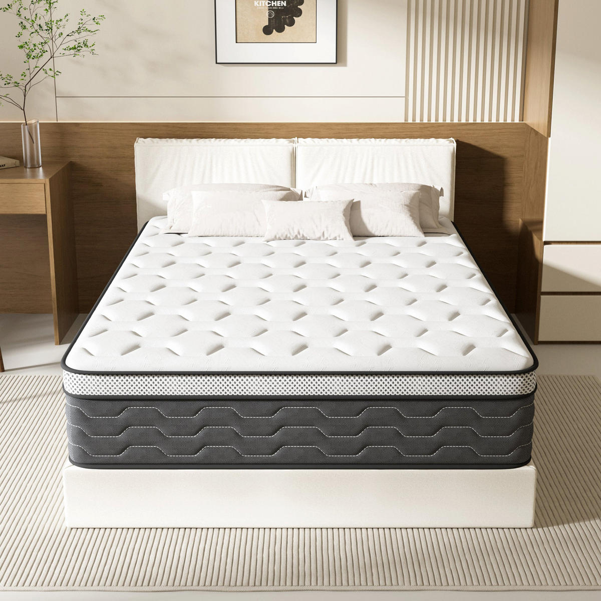 FEDERKERNMATRATZE komfortabel, 90/190 cm, Höhe ca.: 30 cm, 7 ergonomische Zonen - Multicolor, Textil (90/190cm) - DEWINNER