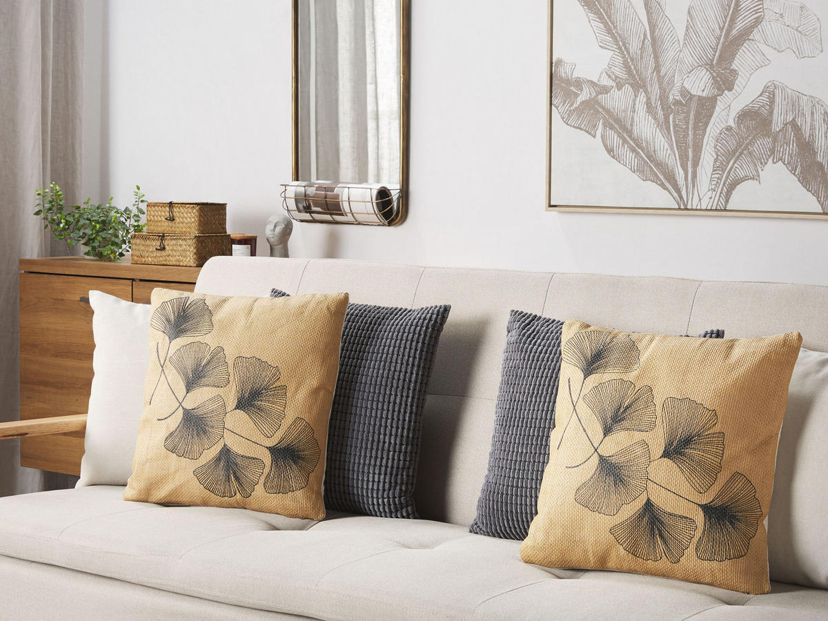 DEKOKISSEN 2er-Set Beige 45/45 cm Wakad - Beige, Textil (45/45cm) - Beliani