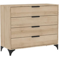 KOMMODE Home mit 4 Schubladen, 100 cm, mit Griffen, eiche Artisan - Schwarz/Eiche Artisan, Holzwerkstoff (80/85/40cm) - Beautysofa