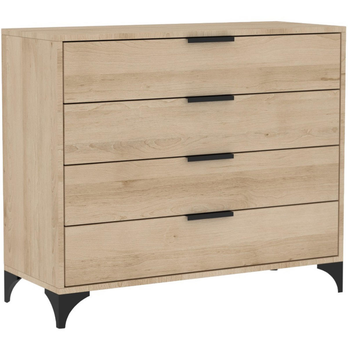 KOMMODE Home mit 4 Schubladen, 100 cm, mit Griffen, eiche Artisan - Schwarz/Eiche Artisan, Holzwerkstoff (80/85/40cm) - Beautysofa