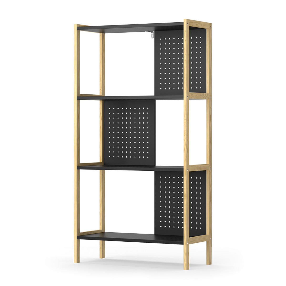 STANDREGAL Elvia Schwarz 63 x 120 cm - Schwarz/Kieferfarben, Holzwerkstoff (63/120/28cm) - Vicco