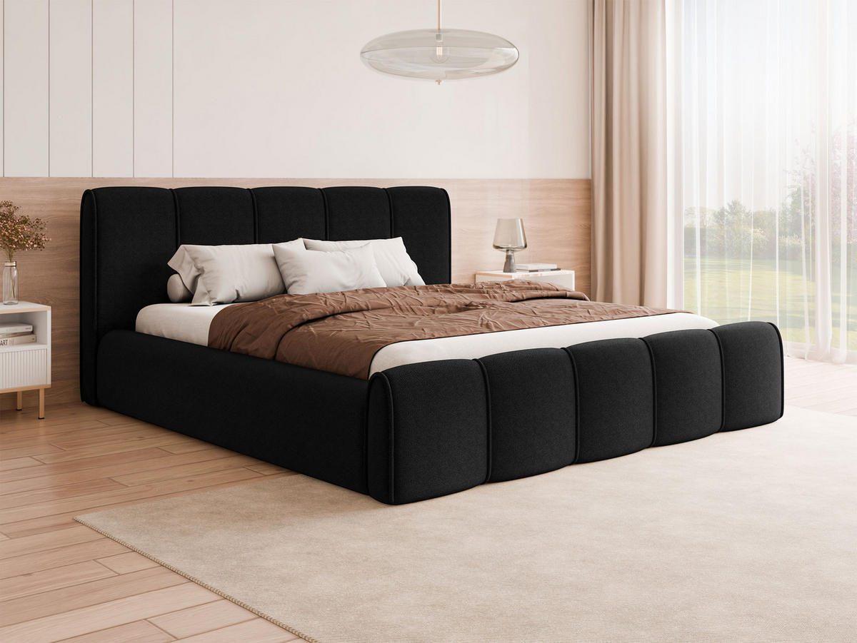 POLSTERBETT Lewis - Schwarz, Holz/Holzwerkstoff (120/200cm) - MIRJAN24