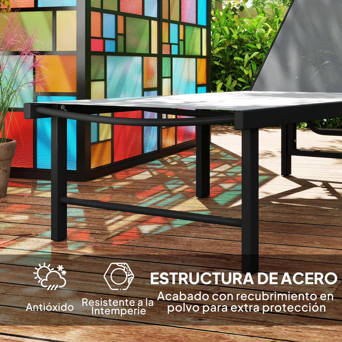 SONNENLIEGE Verstellbare Gartenliege mit 5-fach verstellbarer Rückenlehne und Stahlrahmen 166 x 60 x 84 cm ,Grau - Grau, Metall (60/84/166cm) - Vallsero
