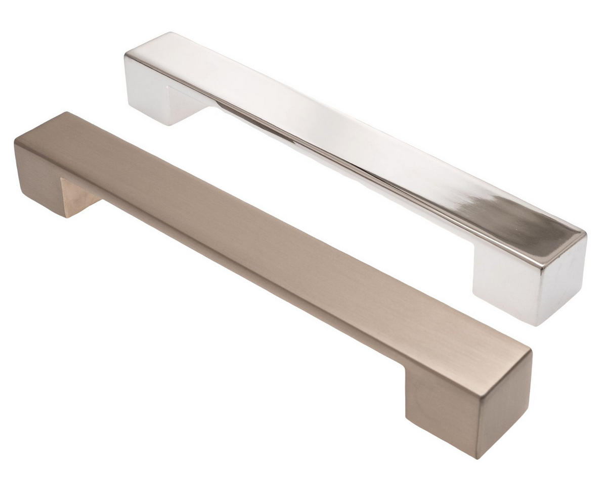MÖBELGRIFF BA 160mm, Küchengriff Edelstahloptik, Schrankgriff eckig - Grau, Metall (2.3/2.4/19cm)