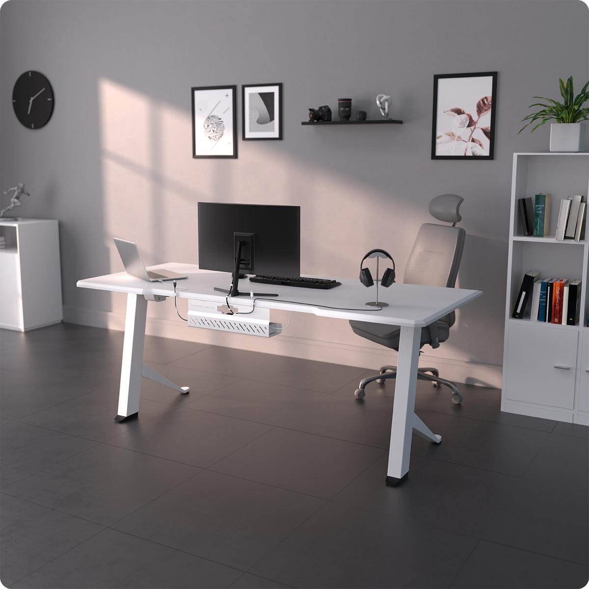 KABELKANAL Schreibtisch - Kabelmanagement Schreibtisch - Weiß, 1er-Set - Weiß, Metall (43/11/13cm) - Ultimate Setup