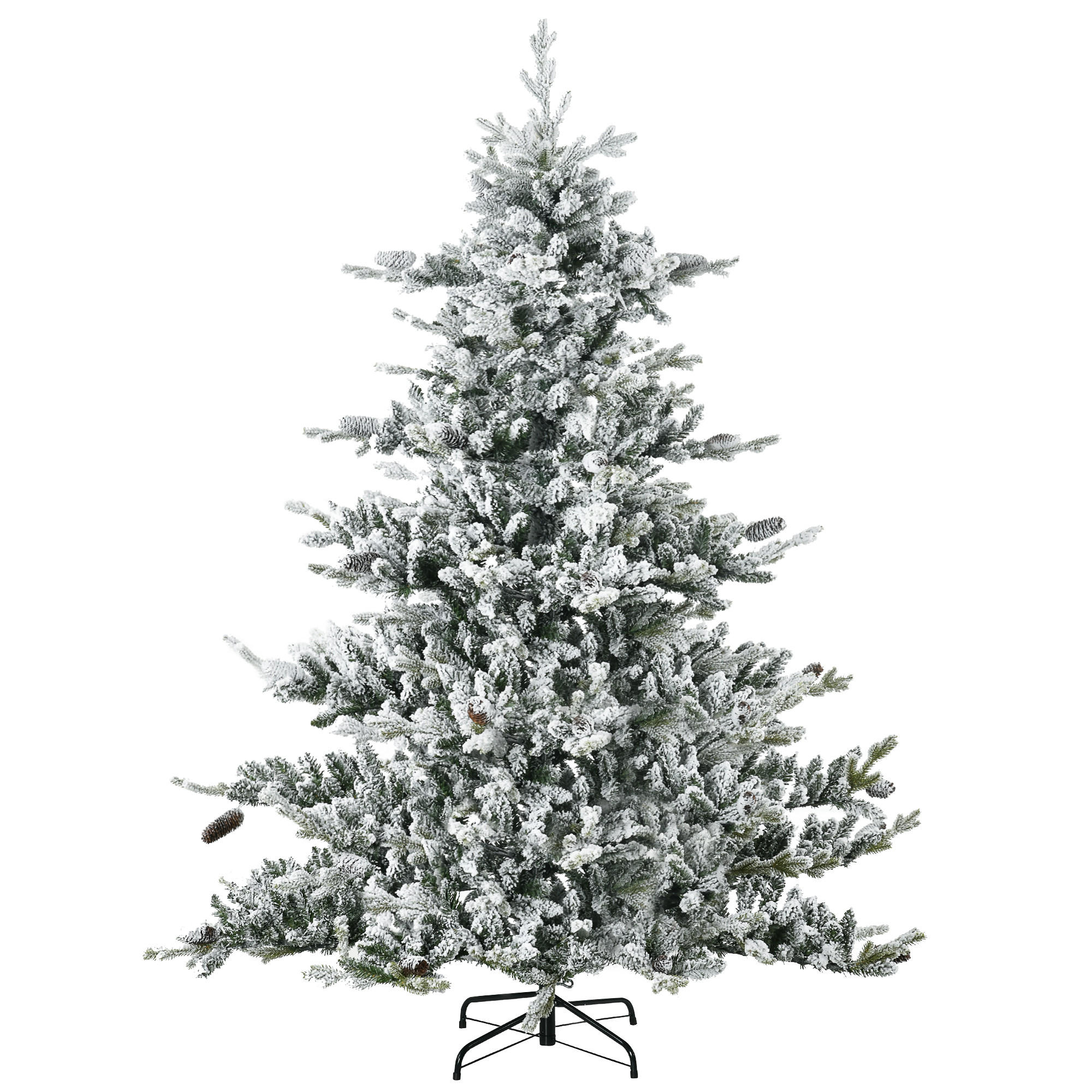 WEIHNACHTSBAUM, PE, Kunststoff, Stahlrohre, Grün+ Weiß - Multicolor, Kunststoff (180cm) - HOMCOM