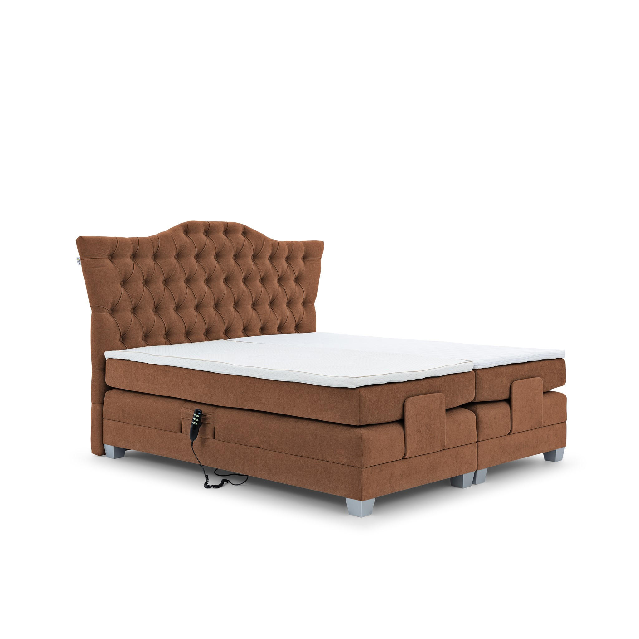 BOXSPRINGBETT Bett Elektrisch Fausto - Rotbraun, Holzwerkstoff/Textil (200/200cm) - Fun Möbel