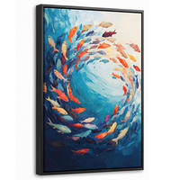 LEINWAND Bilder mit Rahmen - Meer - Fische - Bunt - Dynamisch - 40x60 - Hellblau, Textil (40/60cm) - MuchoWow