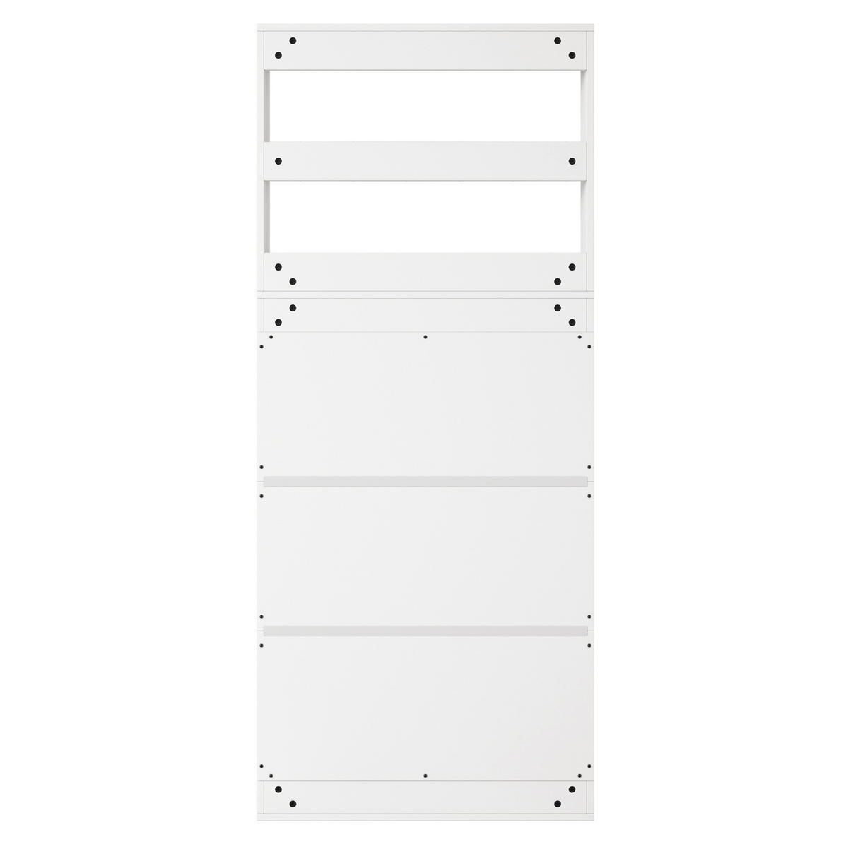 SCHUHSCHRANK aus Spanplatte 70x25x165cm in Weiß mit 8 Haken - Weiß, Holzwerkstoff (70/165/25cm) - Modfu