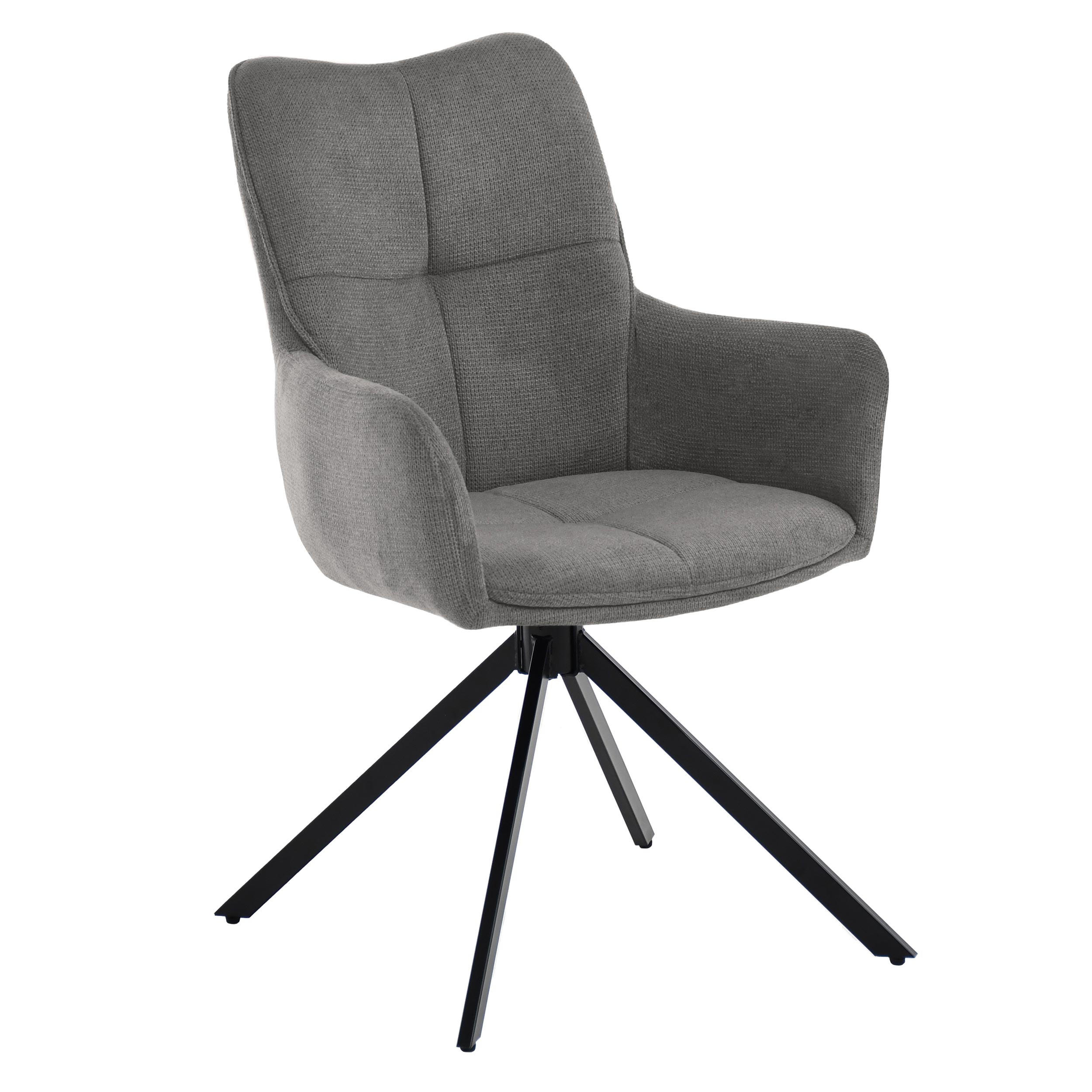 ŽIDLE S PODRUČKAMI Pecto s otočnou funkcí a černou kovovou konstrukcí, tmavě šedá - černá/tmavě šedá, kov (43/93/55cm) - Beautysofa