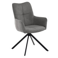 ARMLEHNENSTUHL Pecto mit Drehfunktion und schwarzem Metallgestell, Dunkelgrau - Dunkelgrau/Schwarz, Metall (43/93/55cm) - Beautysofa