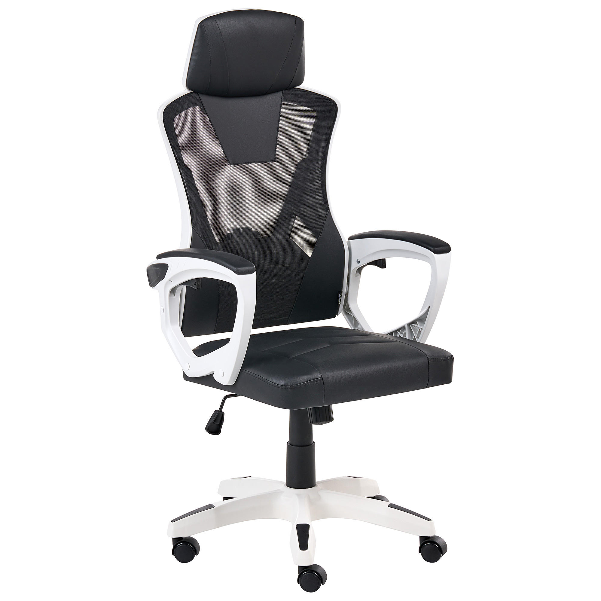 BÜROSTUHL Kunstleder Weiß Ignis - Schwarz, Kunststoff (60/112/60cm) - Beliani