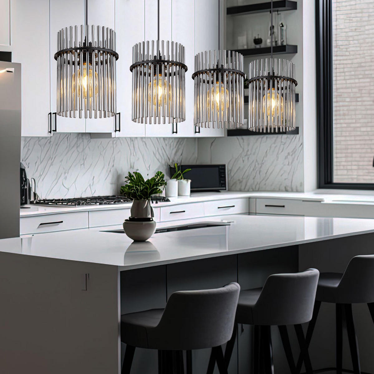 LED HÄNGELEUCHTE Metall Schwarz Rauchglas - Schwarz, Glas (110/20/140cm) - Globo Lighting