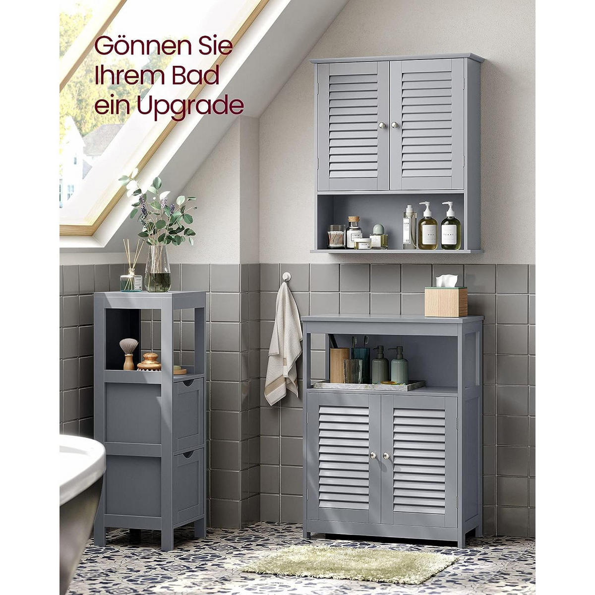 BADEZIMMERSCHRANK PHNOM PENH - Grau, Holzwerkstoff (30/82/30cm) - Hansiro