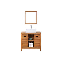 EINZELWASCHTISCH - 90 cm x 50 cm - Keramik, Holz, Platte - Naturfarben Dunkel - PULUKAN - Naturfarben, Keramik/Holz (90/83/50cm) - Vente-Unique