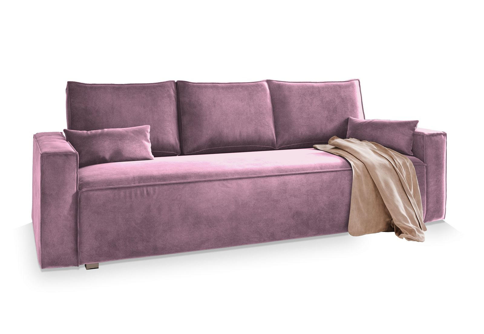 BETTSOFA ALATRI Rosa Velours-Stoff mit Schlaffunktion - Rosa, Textil (230/85/87cm) - MASSENO