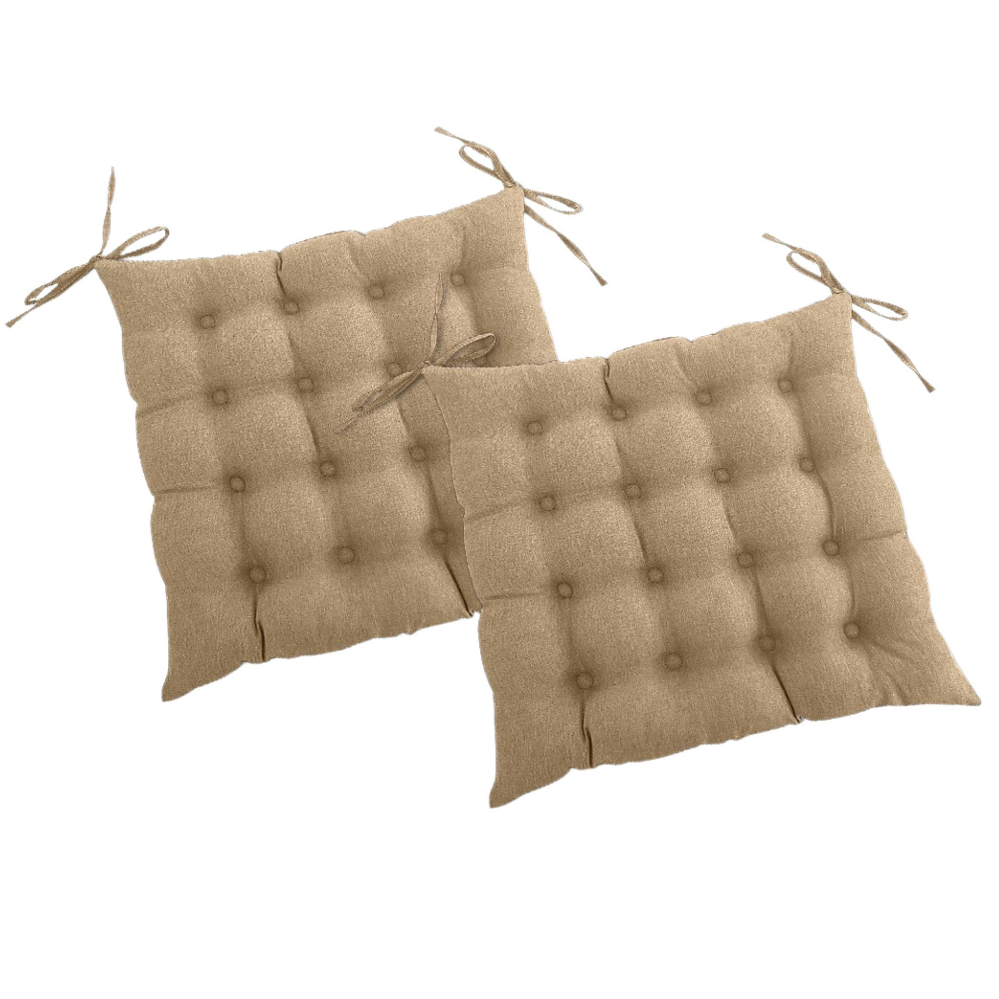 SITZKISSEN 2er Set 16-Punkt beige 40/40 cm mit Steppung und Halte-Bändern - Beige, Textil (40/40/4cm) - wometo