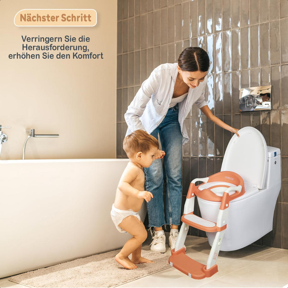 TOILETTENSITZ mit Treppe für Kinder Braun - Braun, Kunststoff (35/44cm) - Twinky